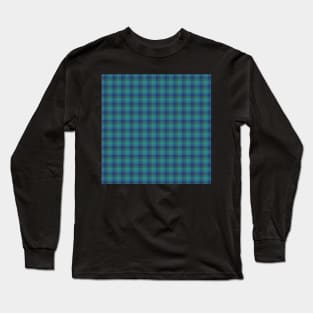 Pretty Greens and Blues, Grey and Brown Plaid Long Sleeve T-Shirt